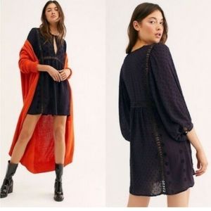 Free People Women’s Swiss Dot Long Sleeve Mini Dress, XS